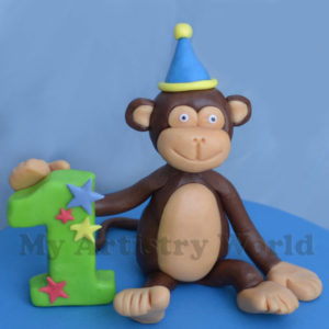 Birthday Monkey with number cake topper