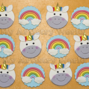 Unicorn and rainbow cupcake toppers