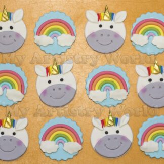 Unicorn and rainbow cupcake toppers