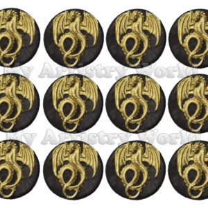 Gold dragon cupcake toppers