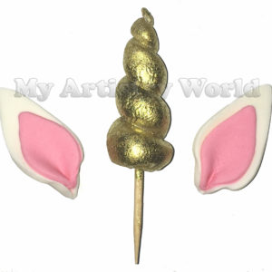 Unicorns' horns and ears cupcake toppers