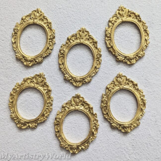 Set of 6 edible gold oval frame cupcake toppers