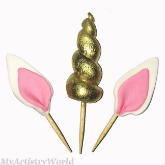 Unicorn horn and ears cupcake topper