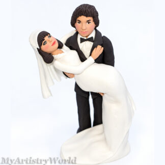 Handmade personalized edible bride and groom wedding cake topper figurines