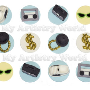 1980's themed cupcake toppers
