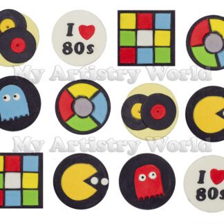 1980's themed cupcake toppers