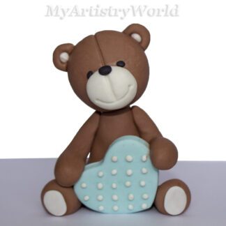 Bear holding Heart cake topper