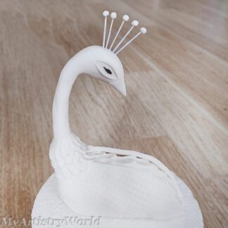White Peacock cake topper
