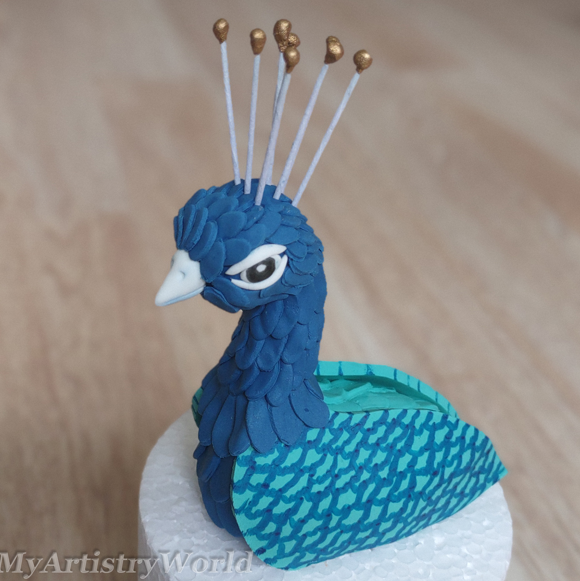 Peacock cake topper