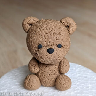 Small handmade edible fondant teddy bear cake topper for birthdays and baby showers