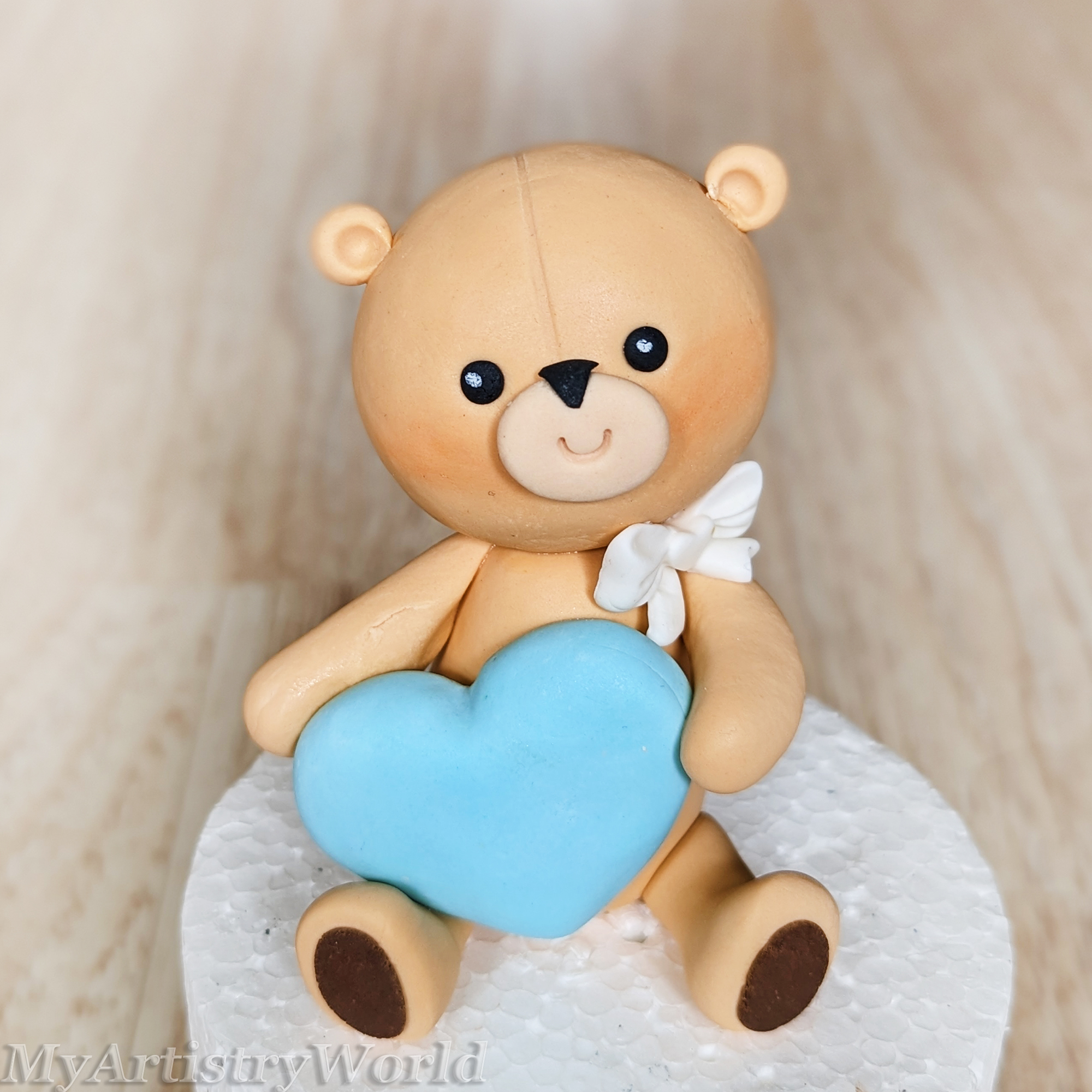Bear holding Heart cake topper