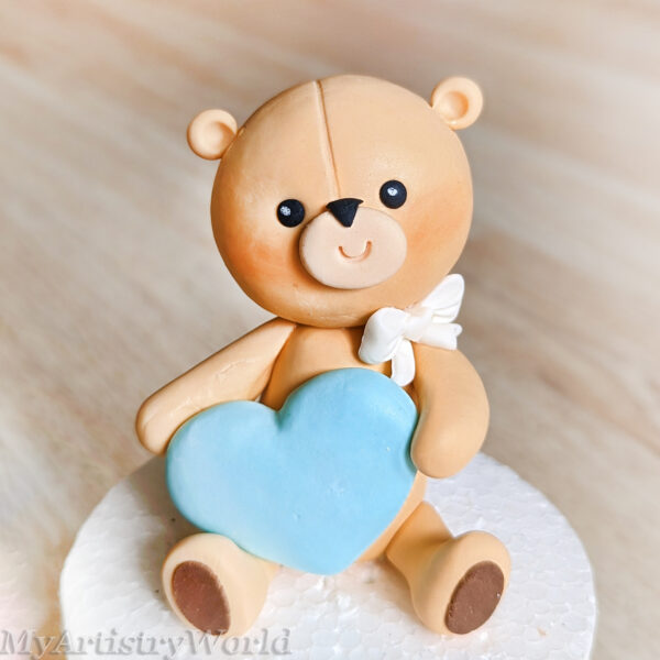 Bear holding Heart cake topper