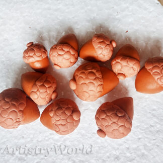 Set of 12 handmade edible acorn cake and cupcake toppers for fall and woodland-themed cakes