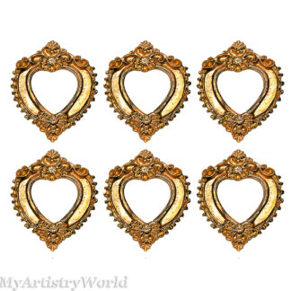 Set of 6 ornate vintage heart-shaped frames, perfect for weddings, crafts, and décor
