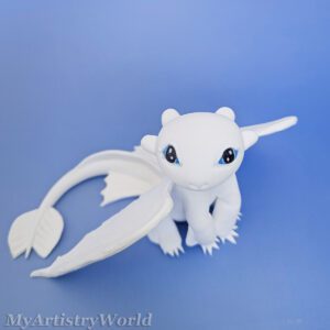 Handmade white dragon clay cake topper keepsake.
