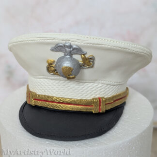 Custom U.S. Marine Corps dress hat cake topper made from edible fondant