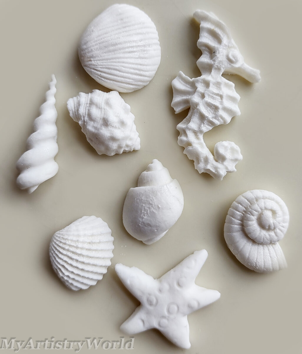 Edible seashell cake toppers, Set of 8